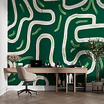 Papel de parede Labirinto verde e branco