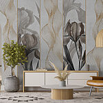Papel de parede Elegantes painéis com motivos florais e ondulados