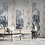 Papel de parede Papel de parede com flores e linhas