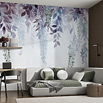 Papel de parede Pintura de folhas e flores