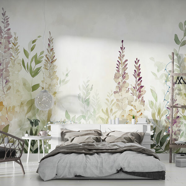 Pintura de flores e folhas Papel de parede Pintura de flores e folhas