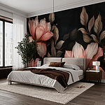 Papel de parede Flores elegantes em forte contraste