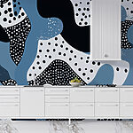 Papel de parede Padrão azul e preto com pontos