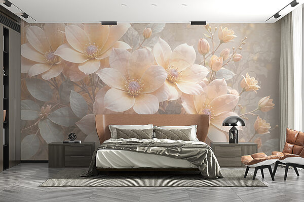 Grupo de flores com folhas Papel de parede Grupo de flores com folhas