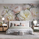 Papel de parede Grupo de flores brancas e cor-de-rosa