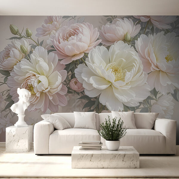 Grupo de flores brancas e cor-de-rosa Papel de parede Grupo de flores brancas e cor-de-rosa