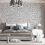 Papel de parede Padrão cinzento e branco