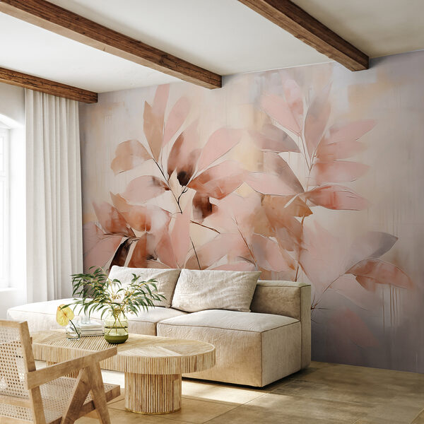 Pintura de folhas sobre uma superfície branca Papel de parede Pintura de folhas sobre uma superfície branca