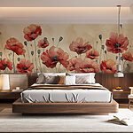 Papel de parede Pintura de flores vermelhas