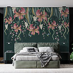 Papel de parede Os lírios elegantes florescem em tons escuros.