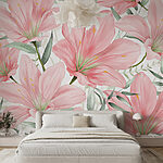 Papel de parede Florescendo Lírios em rosa suave