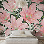 Papel de parede Padrão de flores cor-de-rosa