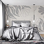 Papel de parede Padrão floral branco e cinzento