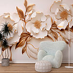 Papel de parede Flores elegantes em tons cremosos.