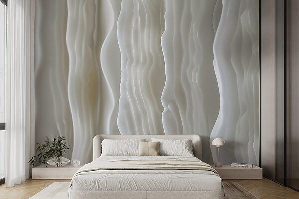 Ondas ondulantes brancas, suaves e abstractas Papel de parede Ondas ondulantes brancas, suaves e abstractas