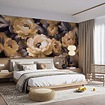 Papel de parede Grupo de flores com folhas