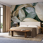 Papel de parede Folhas exuberantes em tons suaves