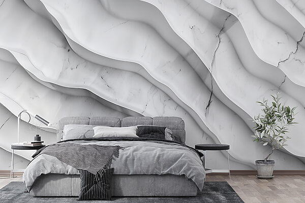 Superfície de mármore branco com linhas onduladas Papel de parede Superfície de mármore branco com linhas onduladas