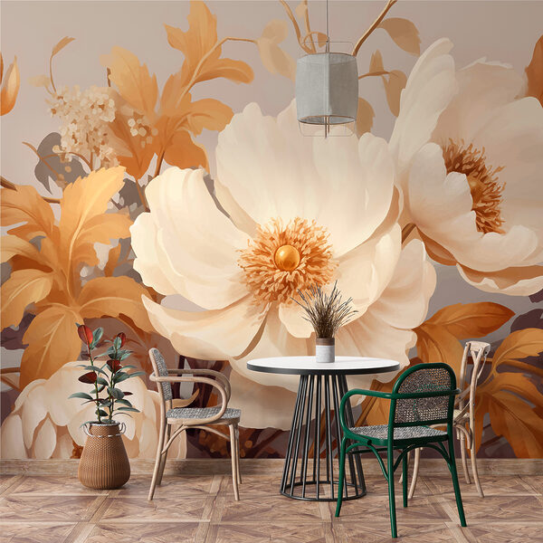 Flores cremosas em harmonia serena Papel de parede Flores cremosas em harmonia serena