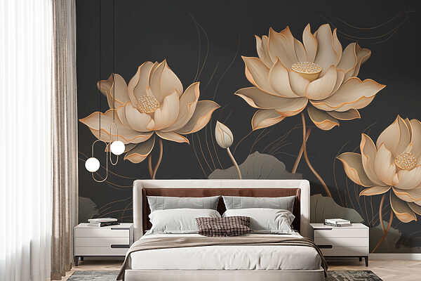 Lótus elegantes florescem na escuridão Papel de parede Lótus elegantes florescem na escuridão