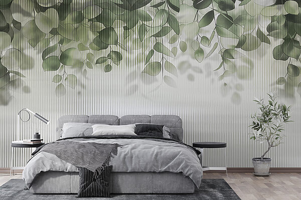 Folhas verdes de uma janela Papel de parede Folhas verdes de uma janela