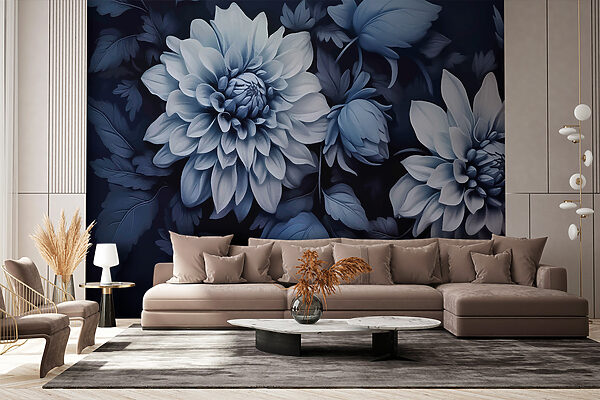 Flores da meia-noite em monocromático Papel de parede Flores da meia-noite em monocromático