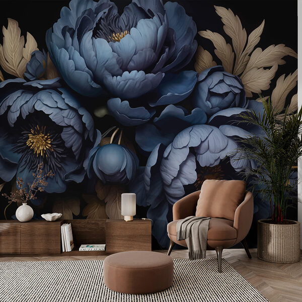 Papel de parede Grupo de flores azuis