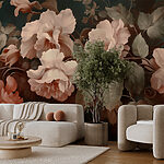 Papel de parede Pintura de flores sobre um fundo escuro