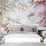 Papel de parede Arte de aguarela floral caprichosa