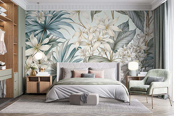 Elegância florescente em tons pastel Papel de parede Elegância florescente em tons pastel