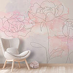 Papel de parede Desenho de flores sobre um fundo cor-de-rosa