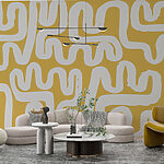 Papel de parede Labirinto branco e amarelo