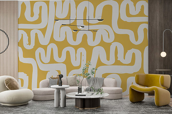 Labirinto branco e amarelo Papel de parede Labirinto branco e amarelo