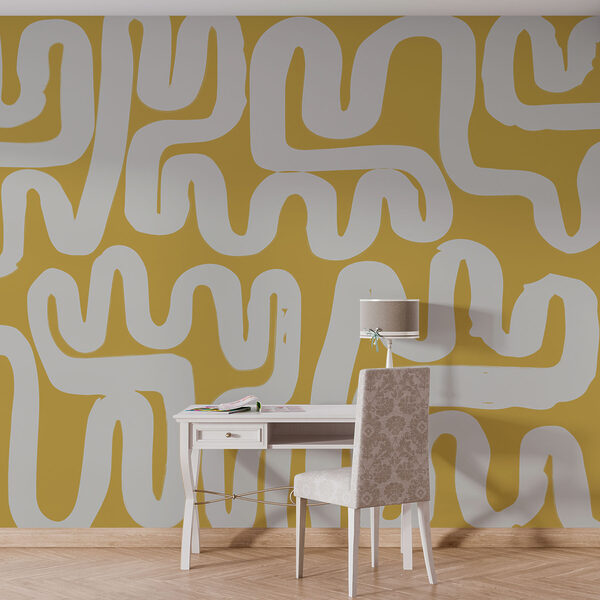 Papel de parede Papel de parede Labirinto branco e amarelo (REF: w01686v1)