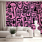 Papel de parede Padrão cor-de-rosa e preto
