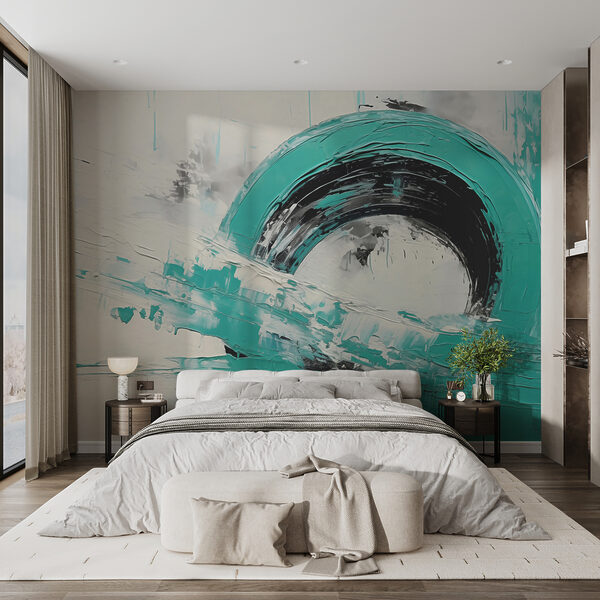 Pintura de um círculo com tinta preta e branca Papel de parede Pintura de um círculo com tinta preta e branca