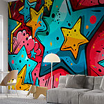Papel de parede Padrão de estrelas coloridas