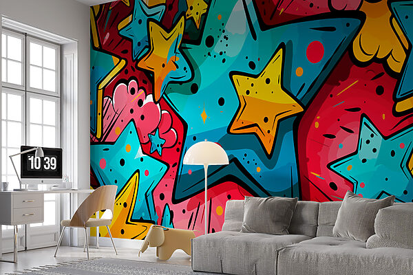 Padrão de estrelas coloridas Papel de parede Padrão de estrelas coloridas