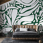 Papel de parede Padrão branco e verde