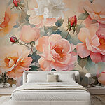 Papel de parede Pintura de flores numa parede