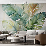 Papel de parede Folhas tropicais em estilo aguarela