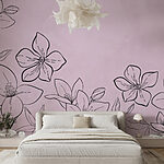 Papel de parede Desenho de flores sobre um fundo cor-de-rosa
