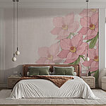 Papel de parede Elegância subtil em flores cor-de-rosa