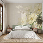 Papel de parede Flores de creme em fundo texturado
