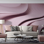 Papel de parede Linhas onduladas cor-de-rosa e brancas
