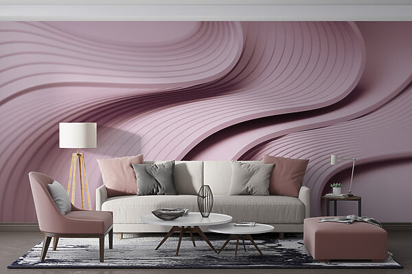 Linhas onduladas cor-de-rosa e brancas Papel de parede Linhas onduladas cor-de-rosa e brancas