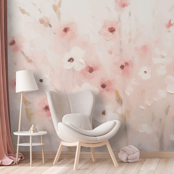 Papel de parede Papel de parede Pintura de flores sobre um fundo branco (REF: w01818)