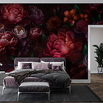 Papel de parede Grupo de flores sobre um fundo escuro