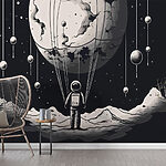 Papel de parede Astronauta no espaço com um balão no céu