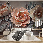 Papel de parede Grupo de flores com folhas